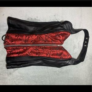 Kookie - Leather, Brocade, & Spandex Halter Corset